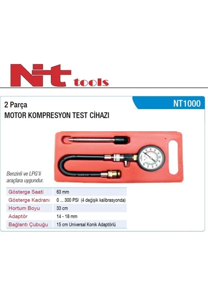 Nt Tools NT1000 Motor Kompresyon Test Cihazı 2 Parça