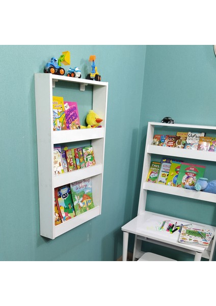 Inci Montessori Kitaplık Çocuk Odası Kitaplığı 3 Raflı Mdf