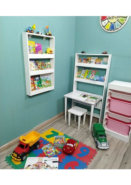 Inci Montessori Kitaplık Çocuk Odası Kitaplığı 3 Raflı Mdf