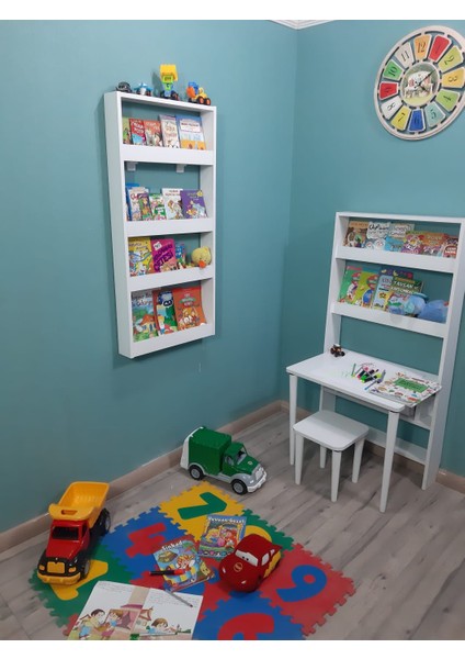 Inci Montessori Kitaplık Çocuk Odası Kitaplığı 4 Raflı Mdf