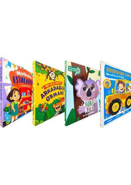 Merhaba Eşyalarım - Arkadaşlık Ormanı - Koala Kori - Eğlenceli Taşıyıcı Araçlarım - 4 Kitap Set