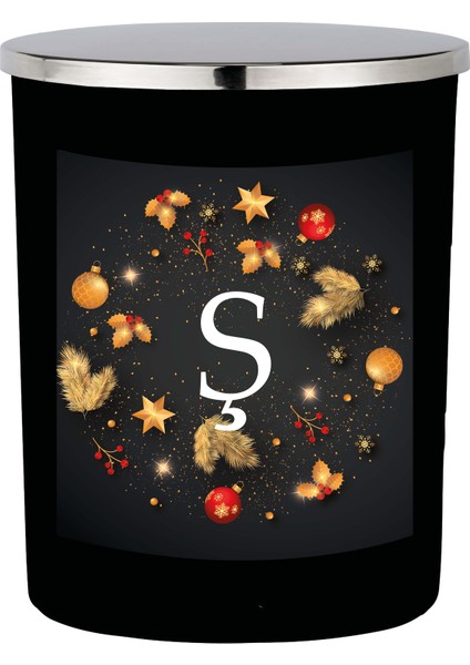 Siyah Bardak Mum Harfli Kış Serisi