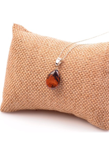 Obsidyen Taşı Damla Şeklinde Kolye