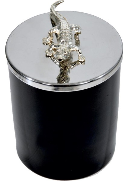 Gümüş Timsah Tepelikli Büyük Boy Siyah Mum