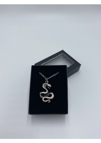Unisex Gümüş Kaplama Kobra Kolye