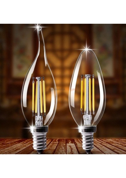 6'lı Paket Cata 4 W Kıvrık Rustik Filament Buji LED Ampul E14 Duy Iyiiş Elektrik