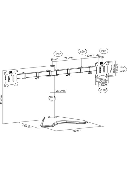 15" - 32" Ayaklı Ikili Monitör Tutucusu