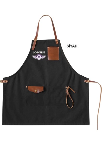 Nakışlı Boyundan Askılı Mutfak Iş Önlüğü - Siyah fiyatları