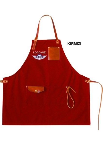 Nakışlı Boyundan Askılı Mutfak Iş Önlüğü - Kırmızı fiyatları