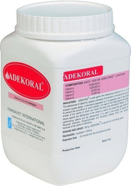 Adekoral Toz   A,d3,e, K3 Vitamin Desteği 1 KG