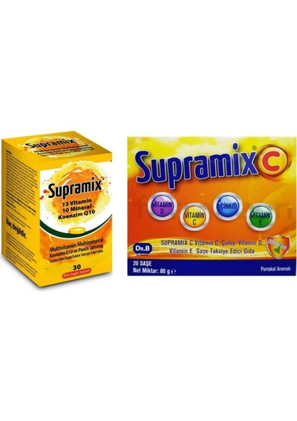 Supramix Multivitamin 30 Kapsül + Supramix C 20 Saşe