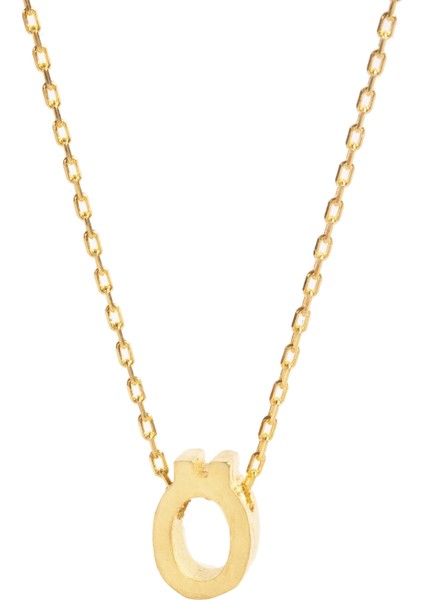 925 Ayar Gümüş Sarı Zincir Ö Harf Kolye