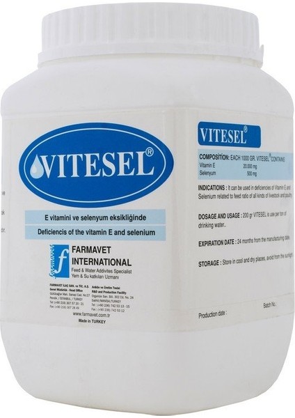 Vitesel Toz E Vitamini ve Selenyum Takviyesi 1 kg