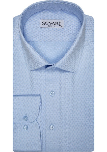 Antibakteriyel Slim Fit Armür Desenli Beyaz Erkek Gömlek modelleri
