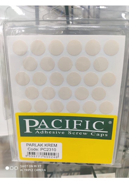 Pacific Yapışkanlı Vida Tapası 14MM Parlak Krem