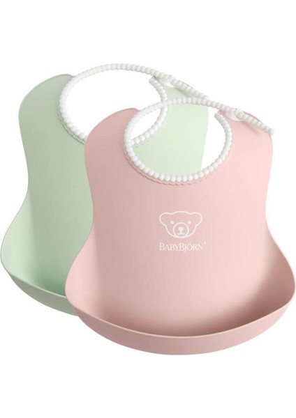 Babybjörn 2´li Yumuşak Plastik Mama Önlüğü Powder Green  & Pink