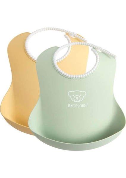 2´li Yumuşak Plastik Mama Önlüğü Powder Yellow & Green