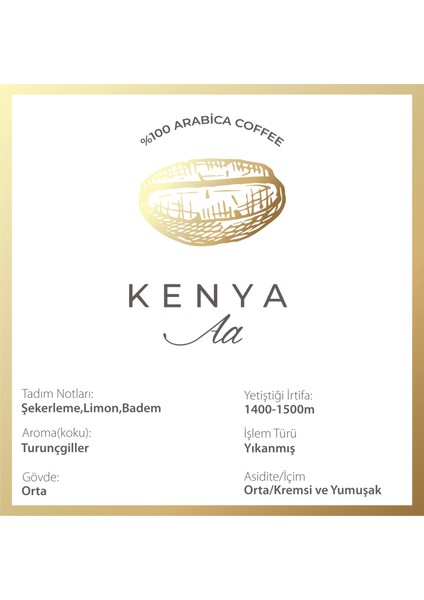 Kenya Aa Çekirdek Filtre Kahve 250 gr fiyatları