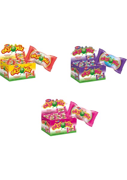 Ekşiyüz Sakız 3'lü Set 1050 gr ( Tutti Frutti - Böğürtlen - Çilek )