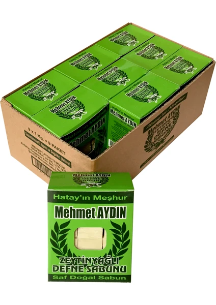 Mehmet Aydın 950 gr Zeytinyağlı Defne Sabunu (Yeşil) Koli 9 Paket