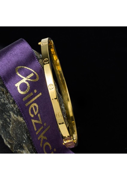 Vidalı Taşsız Kelepçe Altın Bilezik modelleri