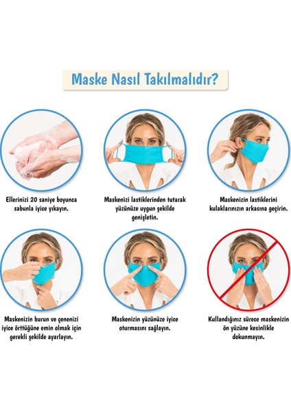 2 Katlı Cepli Yıkanabilir Antibakteriyel Maske 50 Adet Beyaz fırsatları