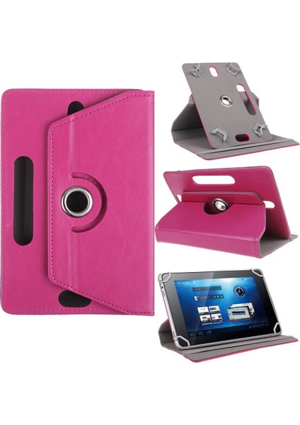 Casper Via T8 Tablet Kılıf Deri Standlı Dönerli Universal 8" Pembe