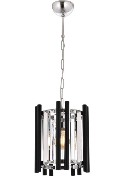AV-60186-1K Krom/Siyah Kaplama Modern Avize E27 Metal Cam 25 cm