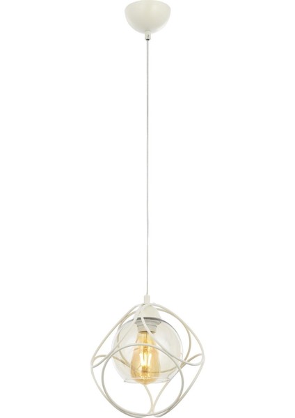 AV-65196-1BBY Beyaz Boyalı Modern Avize E27 Metal Cam 25 cm
