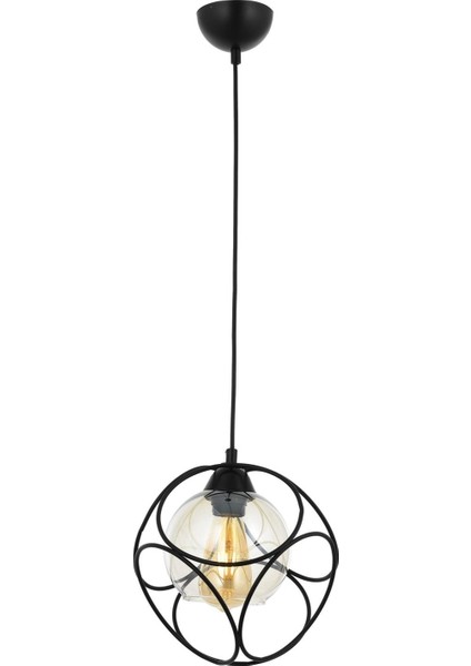 AV-65196-1BSY Siyah Boyalı Modern Avize E27 Metal Cam 25 cm