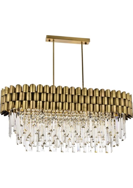 AV-60122-ELLIPSE Eskitme Kaplama Klasik Avize E27 Metal Kristal Cam 80 x 40 cm