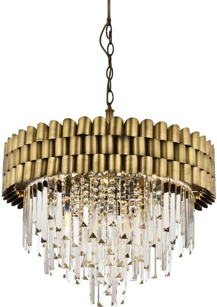 AV-60122-E60 Eskitme Kaplama Klasik Avize E27 Metal Kristal Cam 60 cm