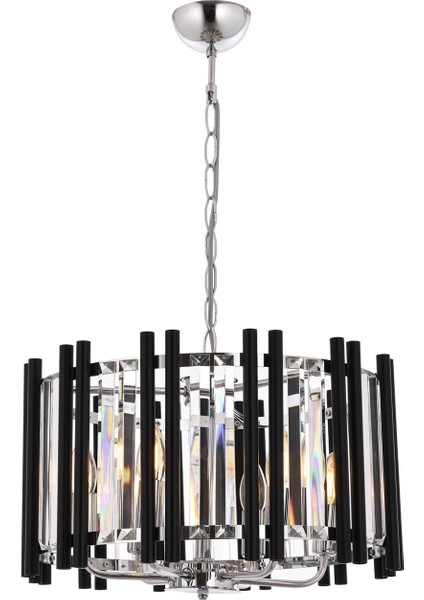 AV-60186-6K Krom/Siyah Kaplama Modern Avize E14 Metal Cam 45 cm
