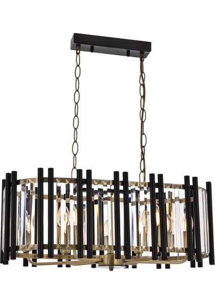AV-60186-8EY Eskitme/Siyah Kaplama Modern Avize E14 Metal Cam 80 x 35 cm