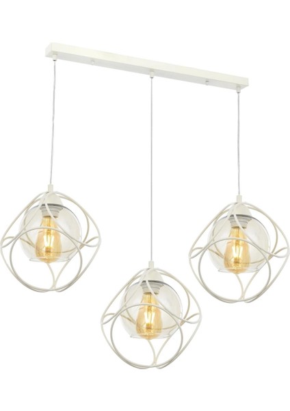 AV-65196-3Y-BBY Beyaz Boyalı Modern Avize E27 Metal Cam 85 x 25 cm