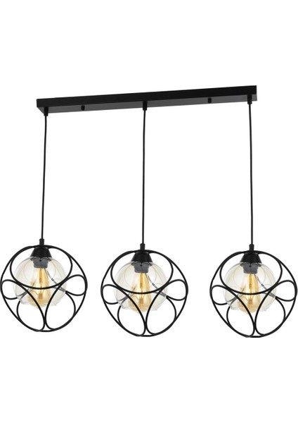 AV-65196-3Y-BSY Siyah Boyalı Modern Avize E27 Metal Cam 85 x 25 cm