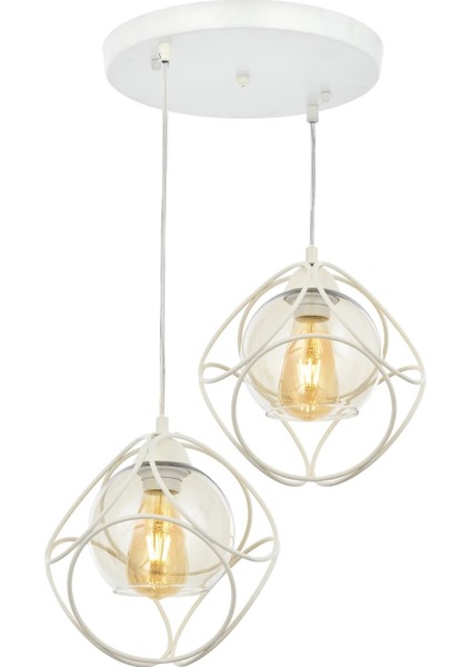 AV-65196-2T-BBY Beyaz Boyalı Modern Avize E27 Metal Cam 50 cm