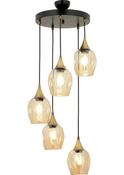 AV-65234-5T-BSY Siyah Boyalı Modern Avize E27 Metal Cam 40cm
