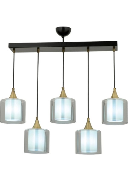 AV-65233-5Y-BSY-F Siyah Boyalı Modern Avize E27 Metal Cam 75x14cm
