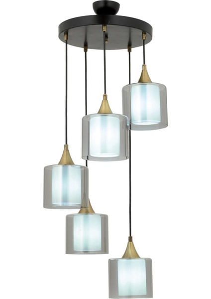 AV-65233-5T-BSY-F Siyah Boyalı Modern Avize E27 Metal Cam 40cm