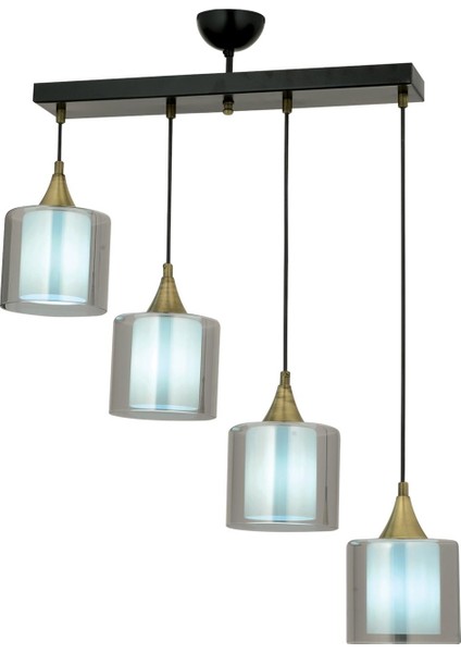 AV-65233-4Y-BSY-F Siyah Boyalı Modern Avize E27 Metal Cam 70x14cm
