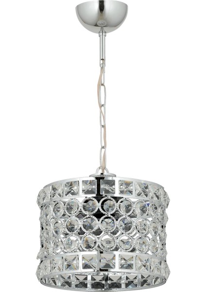 AV-65240-2K Krom Kaplama Modern Avize E27 Metal Kristal 20cm