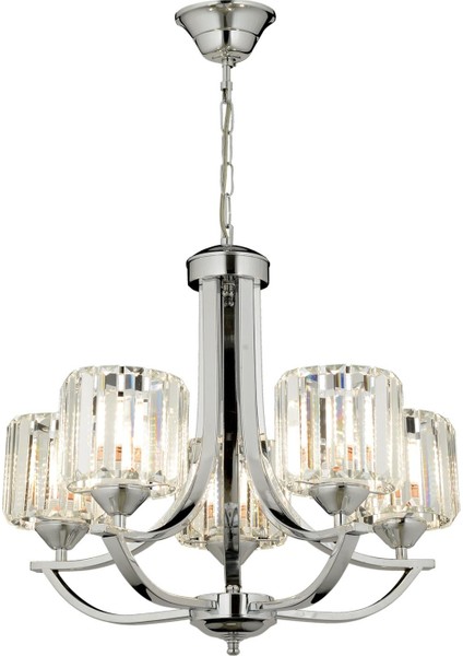 AV-65226-5K Krom Kaplama Modern Avize E27 Metal Kristal 55cm