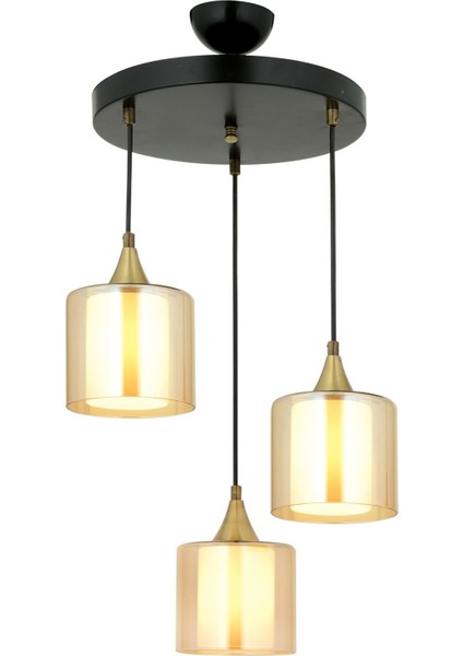 AV-65233-3T-BSY-B Siyah Boyalı Modern Avize E27 Metal Cam 40cm