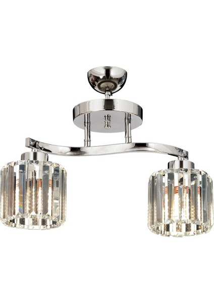 AV-65231-2K Krom Kaplama Modern Avize E27 Metal Kristal 46x17cm