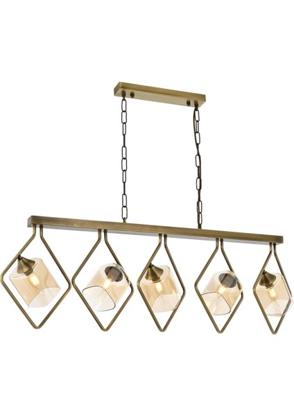 AV-60103-5EY Eskitme Kaplama Modern Avize E14 Metal Cam 110x20cm