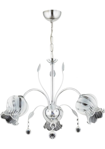 AV-65236-3K Krom Kaplama Modern Avize E27 Metal Kristal Cam 56cm