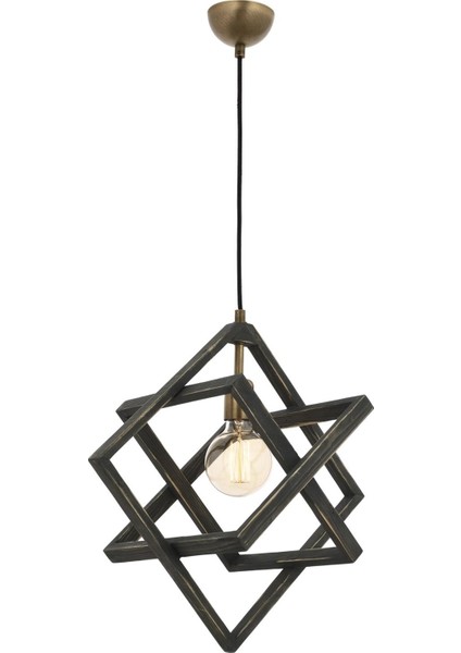 AV-60160-1G Eskitme Kaplama Modern Avize E27 Ahşap Metal 30cm