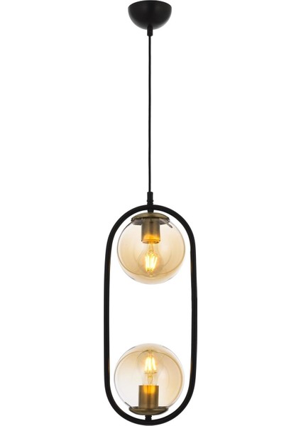 AV-60180-2BSY Siyah Boyalı Modern Avize E27 Metal Cam 16cm