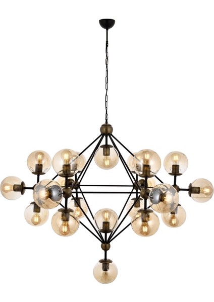 AV-60163-21BSY Siyah Boyalı Modern Avize E27 Metal Cam 150cm